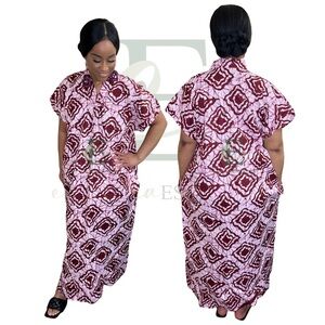 Grace in Service White & Burgundy Boubou Dress